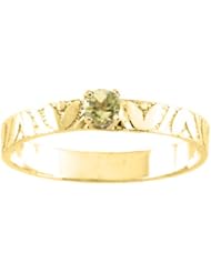 14K Yellow Gold 3 MM Peridot Childrens Ring