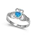 Sterling Silver 10mm Claddagh Shaped Blue Opal Ring (Size 5 - 10)