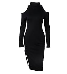 Long Sleeves Off the Shoulder High-Neck Slit Lace Cutout Knee Length Club Dress/Prom Dress/Party Dress 