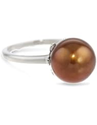 14k White Gold 10-10.5mm Chocolate Freshwater Cultured Pearl Solitaire Ring, Size 5