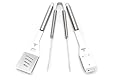 Premium BBQ Grilling Tools Set - Heavy Duty 430 Stainless Steel Barbecue Set - Professional Grade Grill Tools over 16 Inches Long - 3 Piece Grilling Tools Set includes Spatula Tongs Wire Brush & Carrying Case - Barbecue Grill Set by Atwood Living Products