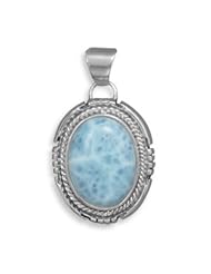 Sterling Silver Oval Larimar Pendant