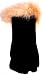 One Size Black Angora Wool Gloves Reinforced By Nylon Fiber Trimmed with Beige Marabou for Women and Teens