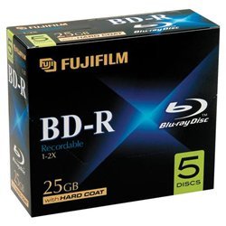 Fujifilm Media 25303605 BD-R Blue Ray Disc Write Once 10MM Jewel Case - 5 Pack Box