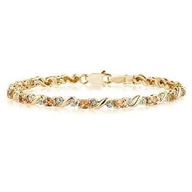 10k Yellow Gold Diamond and Citrine Bracelet by