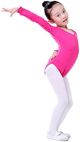 LIANTANG Girls Long Sleeve Ballet Tutu Leotard Dance Costumes Size XL - Rose Red