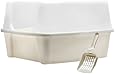 IRIS Open Top Litter Box with Shield and Scoop, Ivory