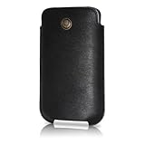 Beyza Antique Black Leather Slim Pouch Case for Apple iPhone 3G / 3GS