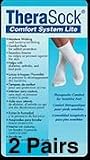 Therasock Comfort System Lite - 2 Pair of Diabetic Socks - White, Size M: Women 6-9 Men 7-10