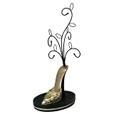 Gold Sequined Shoe Jewelry Tree / Earrings Holder 9"H