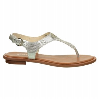 MICHAEL MICHAEL KORS Women's MK Plate Thong (Silver Metallic 8.5 M)