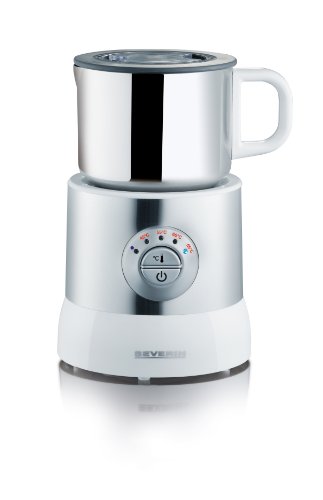 Severin SM 9685 Milchaufschäumer / silber-weiß / Induktionsverfahren / 700 ml / kaltes und warmes Aufschäumen in 4 verschiedenen Temperaturstufen