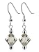 Black Diamond Swarovski Crystal Sterling Silver French Ear wire Hook Dangle Earrings
