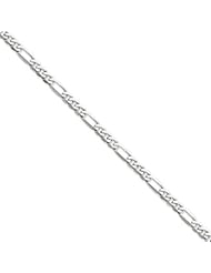8 Inch 14k White Gold 5.0mm Flat Figaro Chain Bracelet