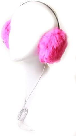 Women's Soft Furry Neon Earmuff Headphones- Hot Pink