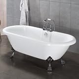 69" Mara Double Ended Acrylic Clawfoot Tub (Chrome Lion Paw Feet / 7" Rim Holes)