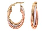 14K Tri-Color Triple Hoop Earrings