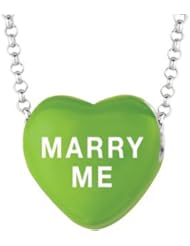 Sweethearts Enamel "Marry me" Heart on 16" Necklace Pendant with Gift Box