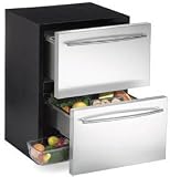 U Line Echelon Series 2275DWRRS 24 Built-in Double Drawer Refrigerator with 5.5 cu. ft. Capacity, Automatic Defrost, Touch Control Digital Technology and Stainless Steel Interior: Stainless Steel