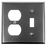 AW6BP - Duplex Wall Plate / One Toggle Switch Plate - Smooth Black Iron-Steel