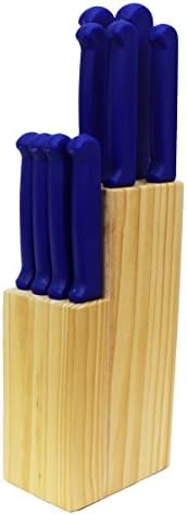 Quikut 03211BDS 10 Piece Cutlery Set in Natural Block, Blue