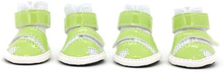 Wonpet Pet Shoes Mirror PU Leather Rubber Sole Jogging Shoes Green Size 2