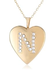 Momento Lockets Silver Swarovski Crystal Initial N Locket Necklace, 18"