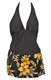 Tropical Escape Two Piece Halter Skirtini Swimsuit - Plus Size Swimsuit Plus Size Swimsuit