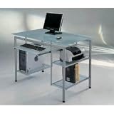 The Prota-15 Polar Computer Glass Table (Frosted / Silver) (31.20H x 27.50W x 45.60D)