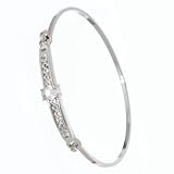 Elegant Bangle Bracelet Platinum Silver Finish with Crystal + Gift Box New! Elegant Bangle Bracelet Platinum Silver Finish with Crystal + Gift Box New!