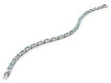 9ct White Gold Blue Topaz Diamond Traditional Bracelet