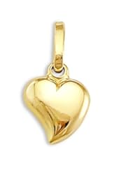 Heart Pendant 14k Yellow Gold Charm 3D 1/2 inch