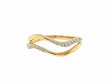 Organic Wave Ring in Yellow Gold with Pave Diamonds by Ylang|23