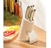 5PC KNIFE SET BRUSHED S/S & CRM HNDLES/CRM BLOCK S/S BASE