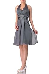 Junior A-line V-neck Knee Length Halter Chiffon Bridesmaid Dress/Wedding Party Dress 