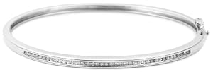 10k White Gold Diamond Channel Set Bangle Bracelet (1/5 cttw, I-J Color, I3 Clarity)