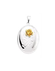 Sterling Silver Yellow Rose Oval Locket with 18 inch chain - S00435 - 28mm x 20mm