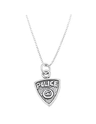 Sterling Silver One Sided Police Badge Necklace