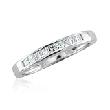 14K White Gold Princess Cut Diamond Wedding Ring Band (GH, SI3-I1, 0.25 carat)