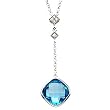 14K White Gold Swiss Blue Topaz and Diamond Necklace