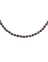14k White Gold 7.5mm Black Freshwater Cultured Pearl Necklace