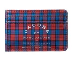 Marc by Marc Jacobs Plaid Tartan ID Wallet Business Card Case Red