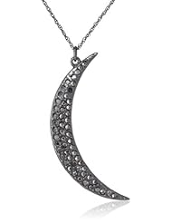 Kensie "Naughty and Nice" Hematite-Plated Pave Moon Pendant Necklace, 24"