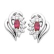 14K White Gold Ruby and Diamond Earrings