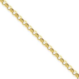 2.75mm, 14 Karat Yellow Gold, Rolo Chain - 8 inch