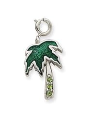 Sterling Silver Green Enameled Palm Charm QC4858"