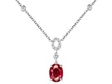 3.50 cttw 925 Sterling Silver Oval Created Ruby Necklace