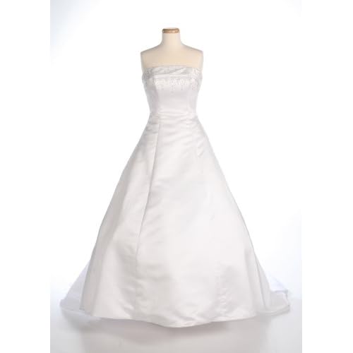 White Satin Strapless Wedding Gown