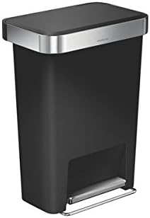 Simplehuman 45-liter Black Plastic Rectangular Step Can with Liner Pocket