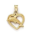 14k Dolphin In Heart Pendant